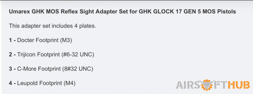 GHK MOS adapter plates(1 left) - Used airsoft equipment