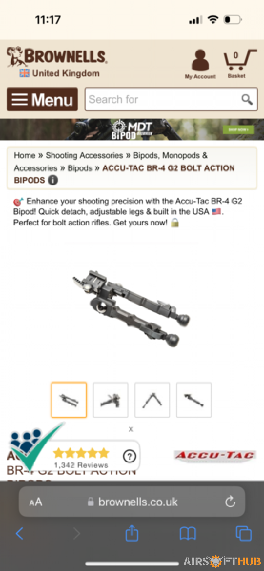 Sniper Bipod ACCU-TAC BR-4 G2 - Used airsoft equipment