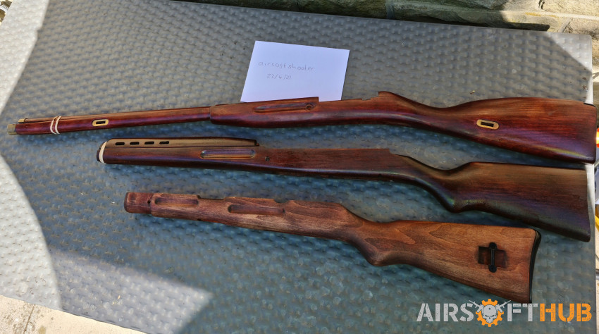 Various WW2 wood stocks - Used airsoft equipment