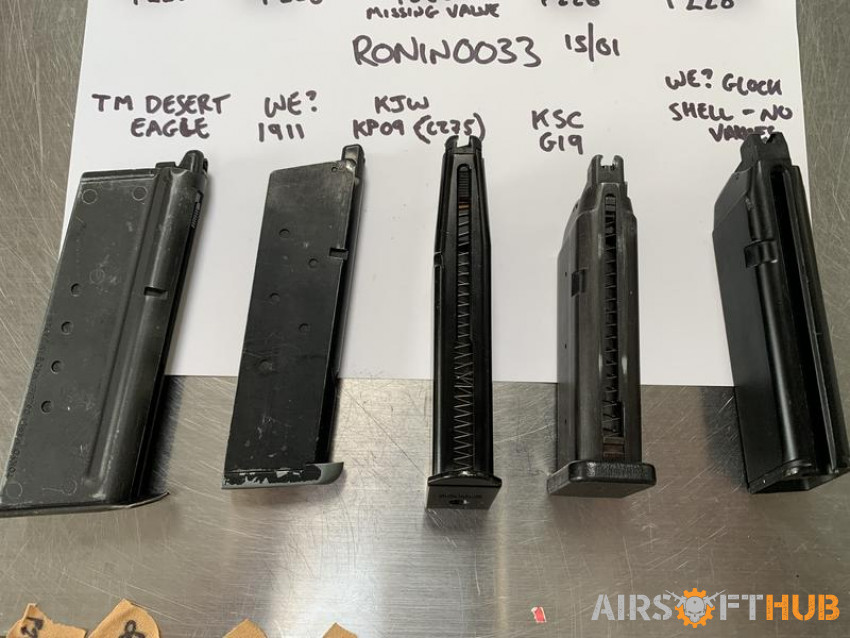 Various Gas Pistol Magazines - Used airsoft equipment