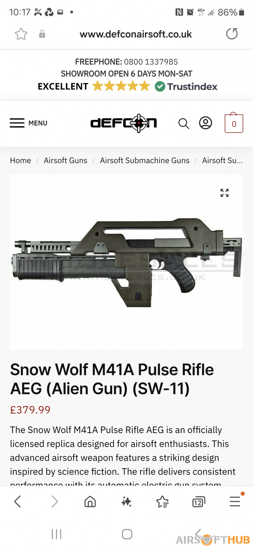 Snow Wolf M41A Alien Exact Rep - Used airsoft equipment