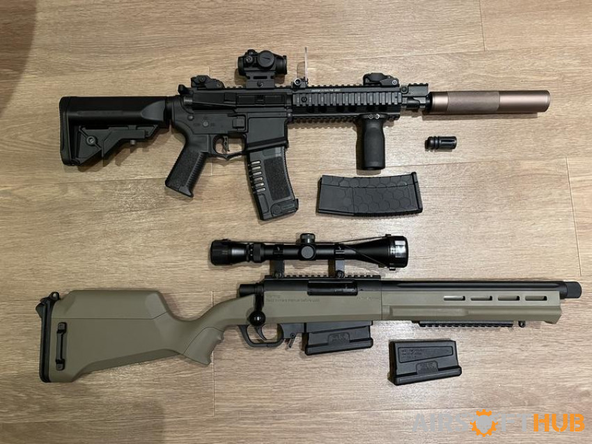Ares M4 and Striker Sniper - Used airsoft equipment