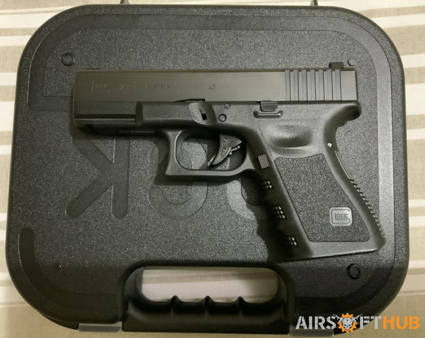 Custom steel Glock 23 +gas+bbs - Used airsoft equipment