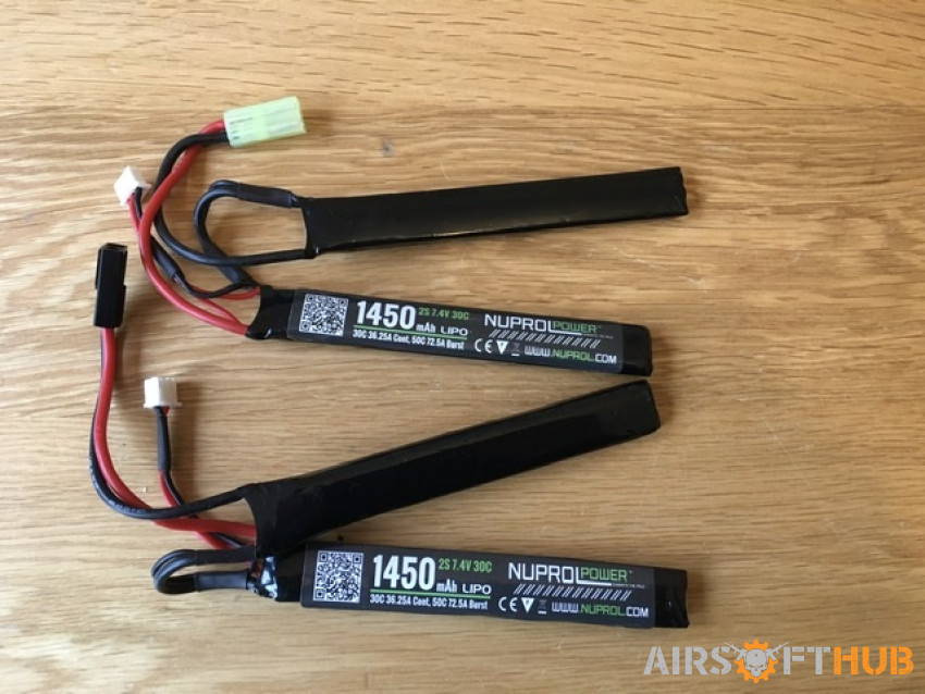 2 X 7.4 1400mah lipo batteries - Used airsoft equipment