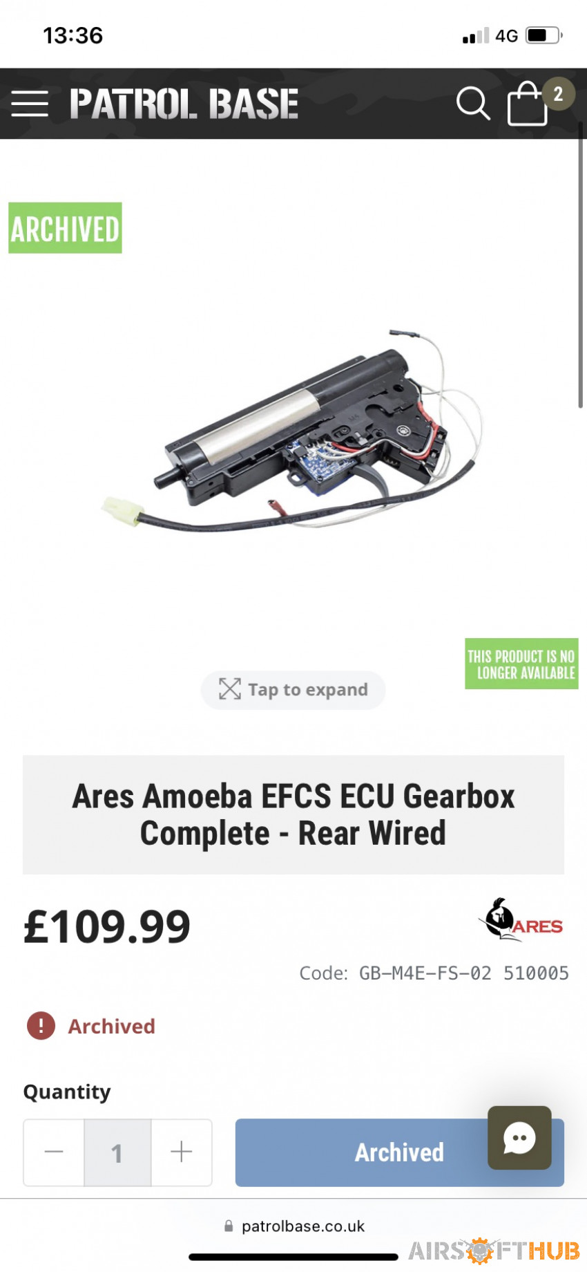 ARES AMOEBA GEARBOX - Used airsoft equipment