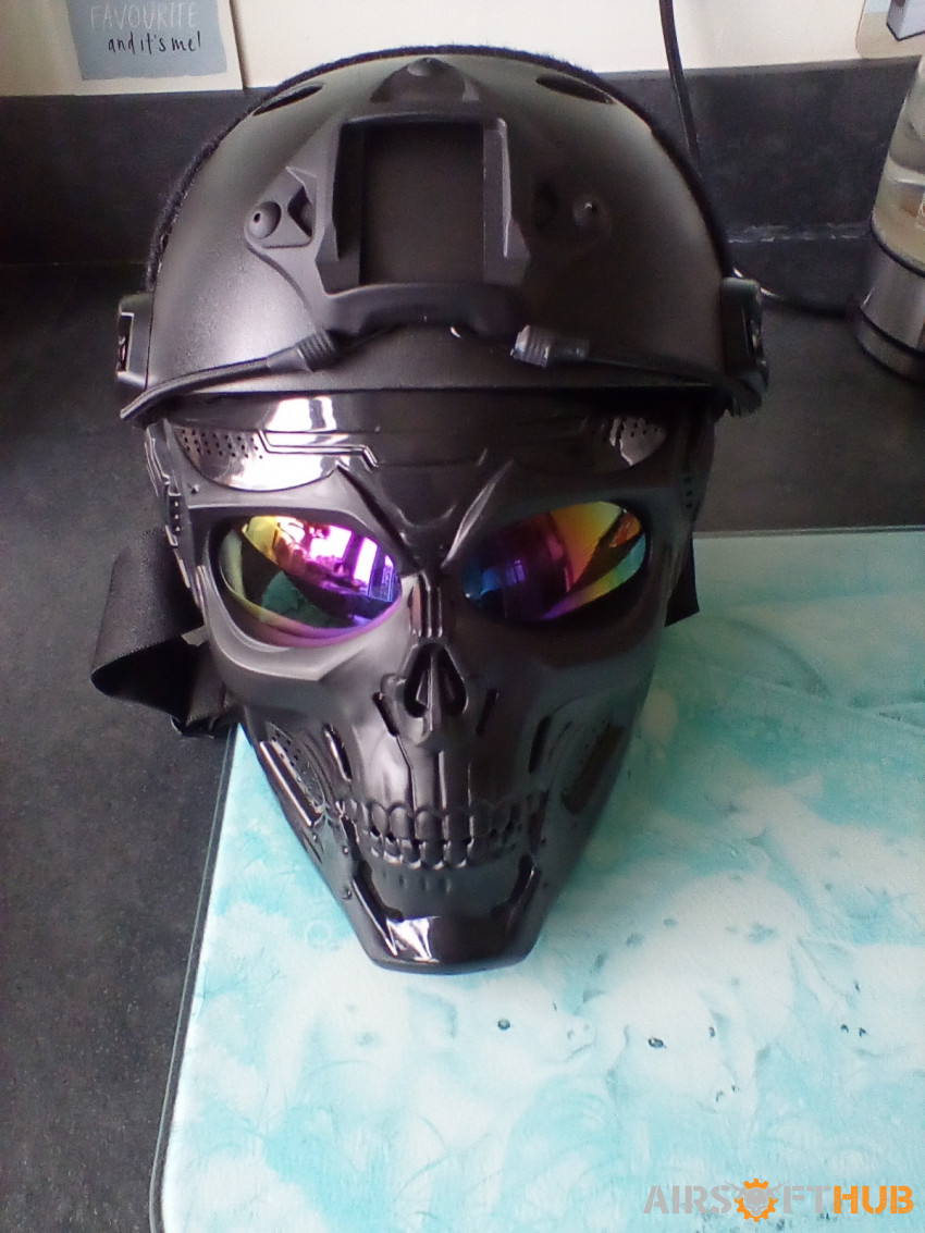 Black Tactica Helmet with mask - Used airsoft equipment