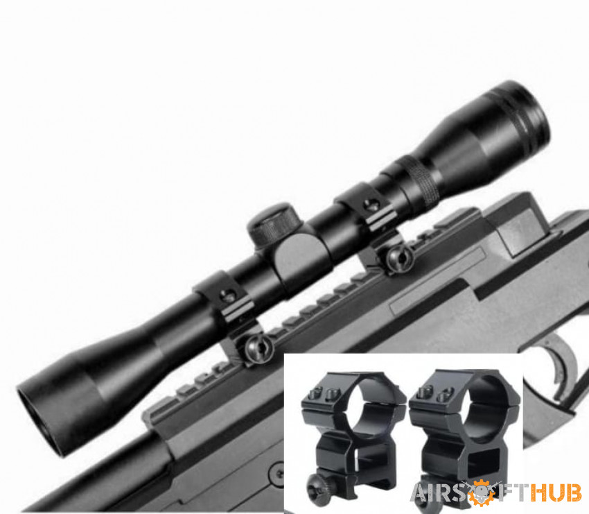 SCOPE + MOUNTS - Used airsoft equipment