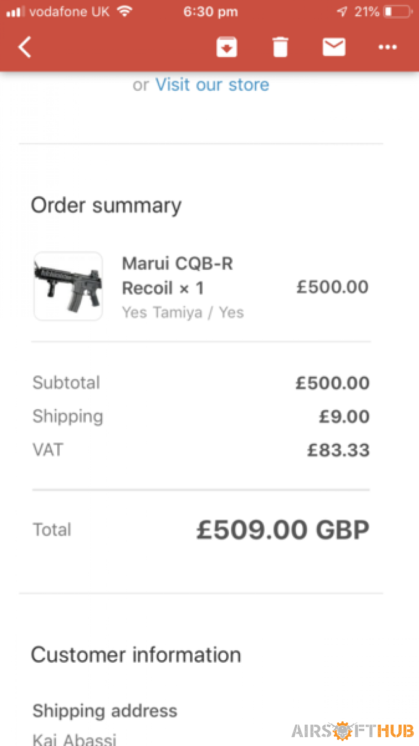 Tokyo marui CQBR recoil - Used airsoft equipment