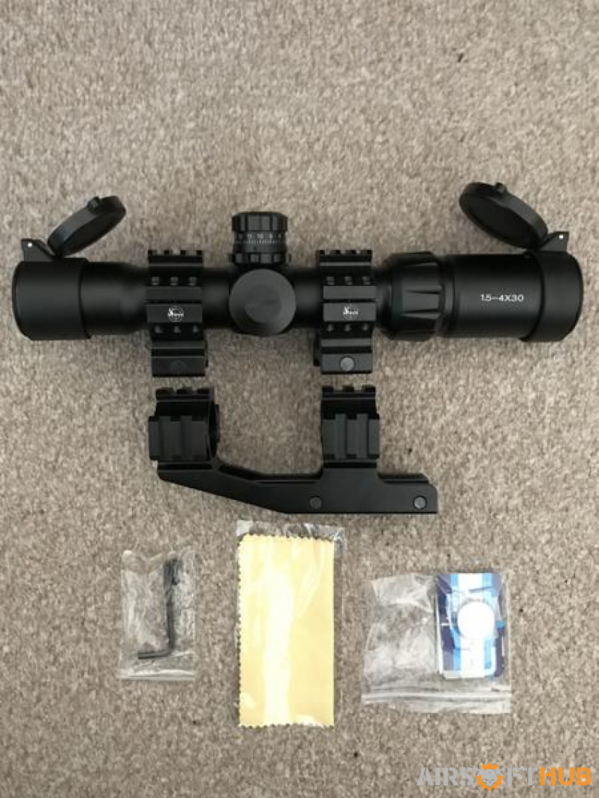 Tactical 1.5-4X30 Rifle Scope - Used airsoft equipment