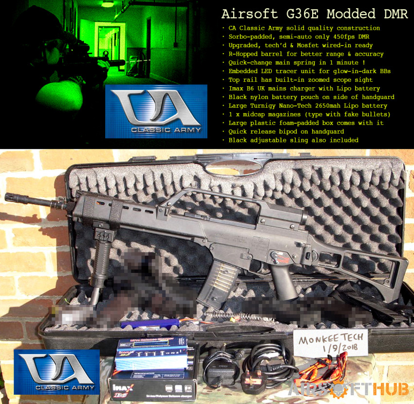 UPGRADED CLASSIC ARMY G36E DMR - Used airsoft equipment