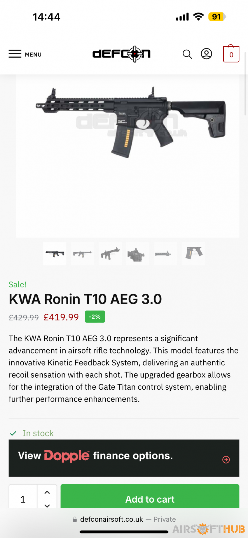 KWA Ronin T10 Upgraded recoil - Used airsoft equipment
