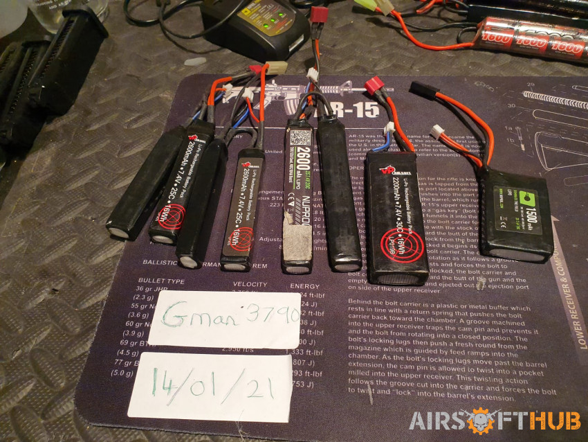 Various Batteries- see prices - Used airsoft equipment