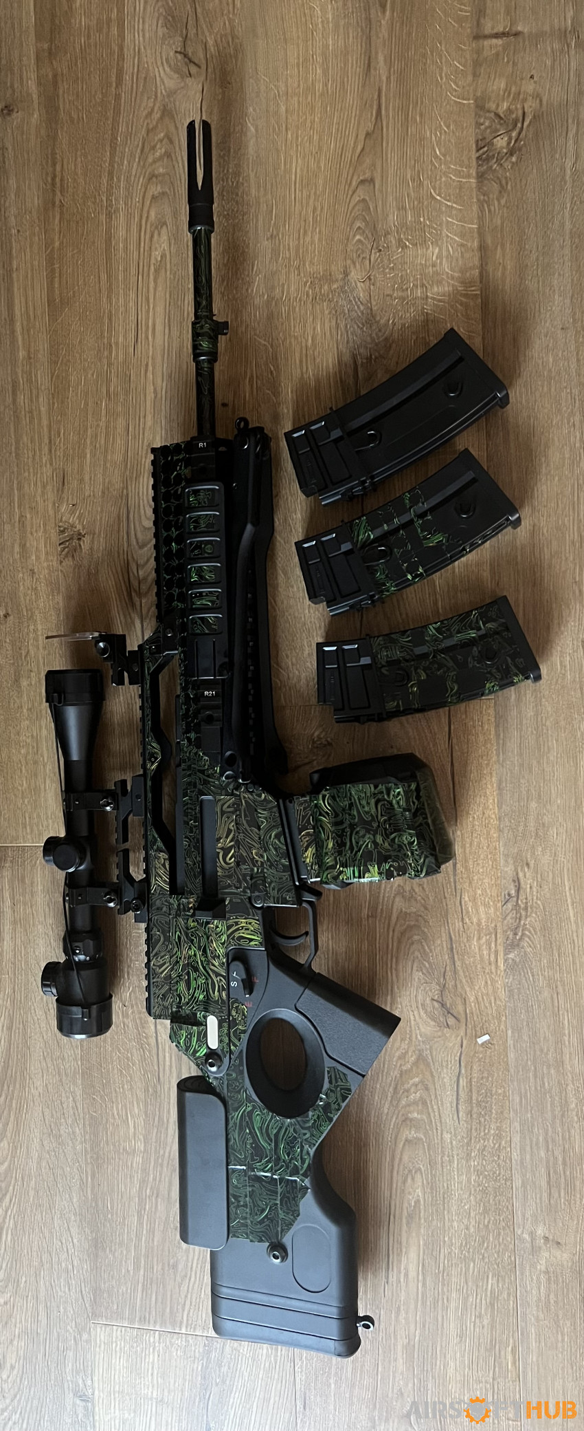 JG G608 w/drum mag and skin - Used airsoft equipment