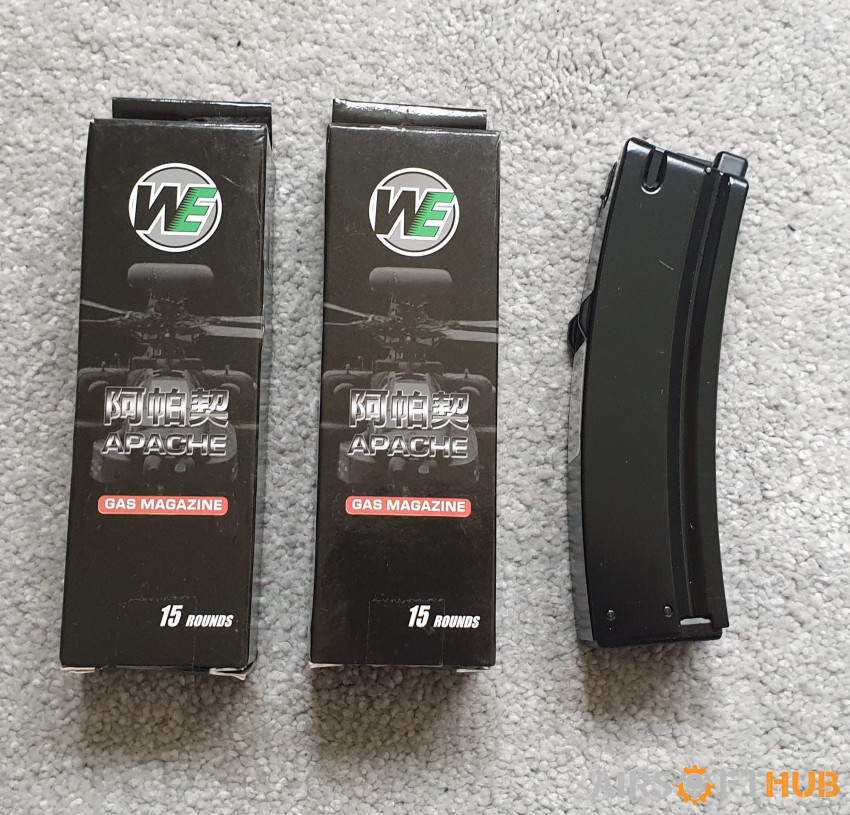 WE APACHE K 15Rnd GAS MAGS x2 - Used airsoft equipment