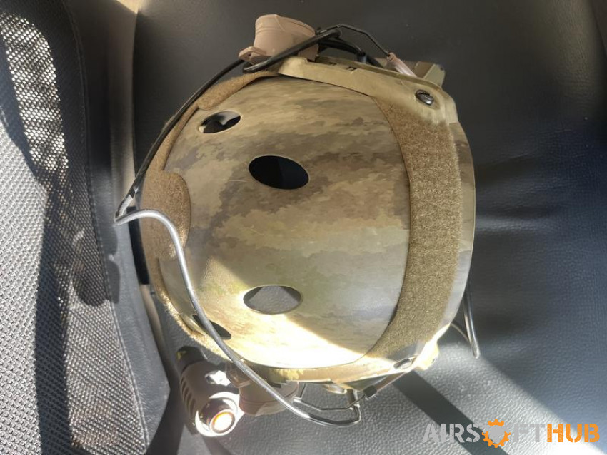 Airsoft helmet with headset - Used airsoft equipment