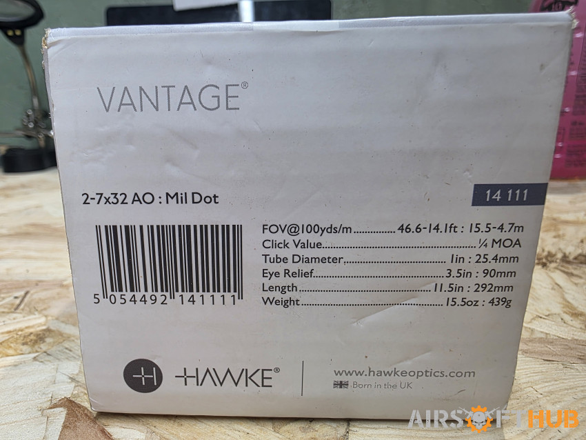 Hawke Vantage 2-7x32 AO: Mil D - Used airsoft equipment