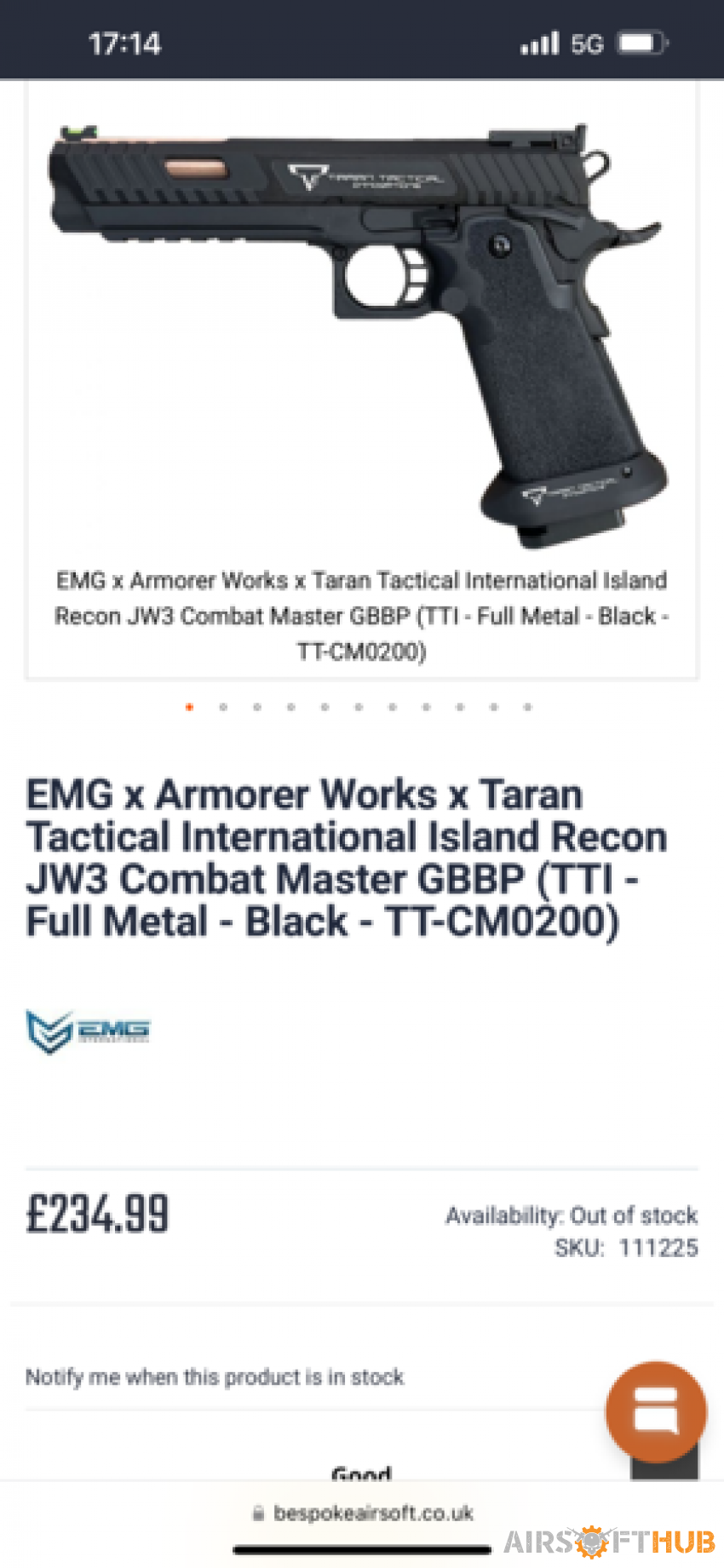EMG x Armorer Works pistol JW - Used airsoft equipment