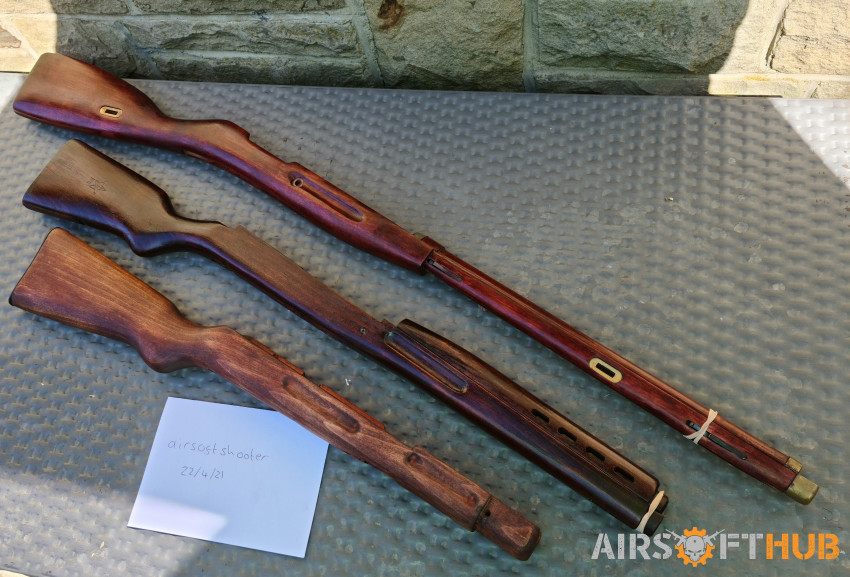 Various WW2 wood stocks - Used airsoft equipment