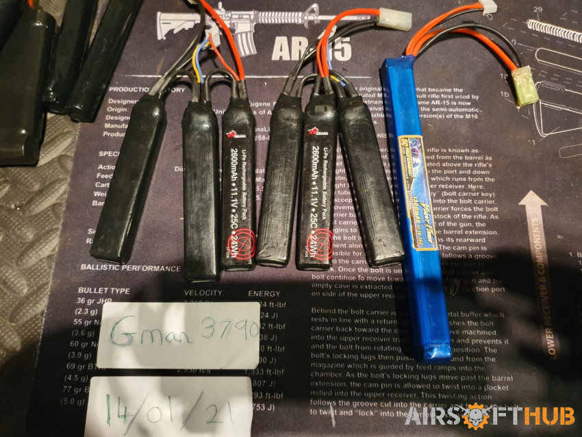 Various Batteries- see prices - Used airsoft equipment