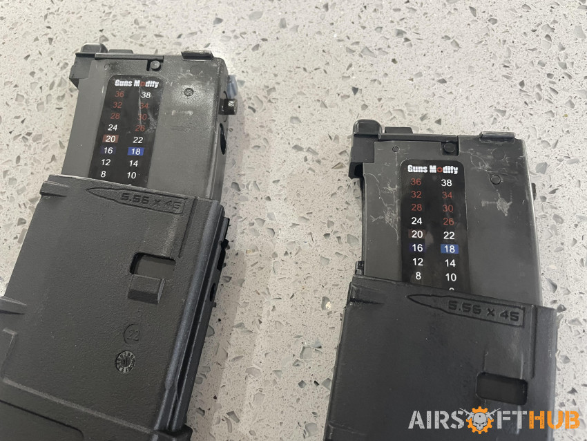 X 2 Guns Modify 35rds MWS Mags - Used airsoft equipment