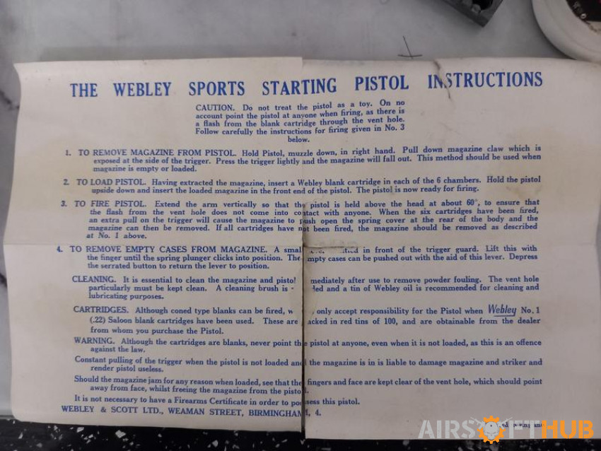Vintage webley blank pistol - Used airsoft equipment