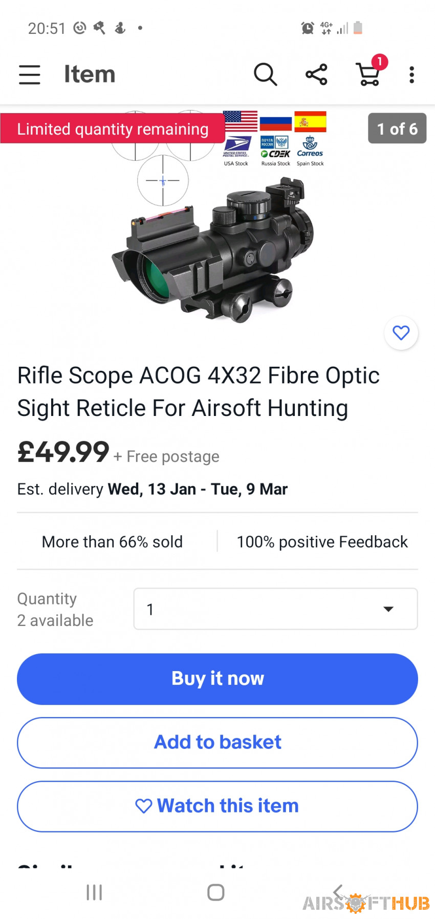 Rifle scope acog 4x32 - Used airsoft equipment