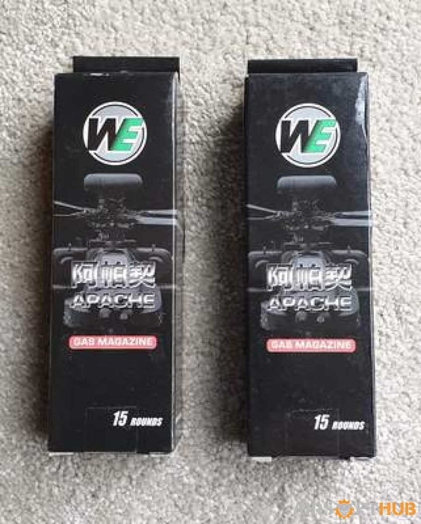 WE APACHE K 15Rnd GAS MAGS x2 - Used airsoft equipment