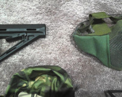 Items: mask, MOE stock, mag - Used airsoft equipment