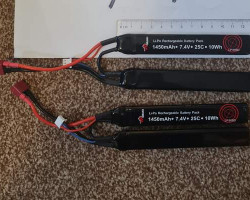 Pair 7.4v 1450mah 25c deans - Used airsoft equipment